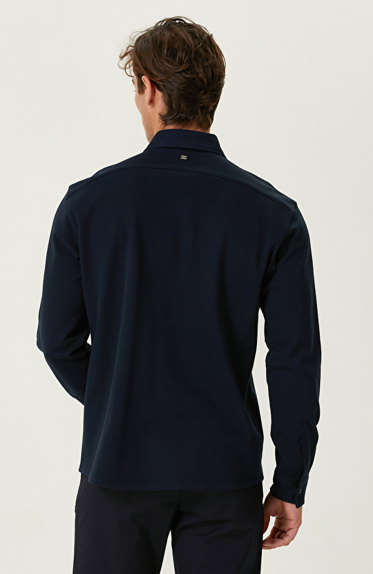 Pamuklu Lacivert Örme Gömlek