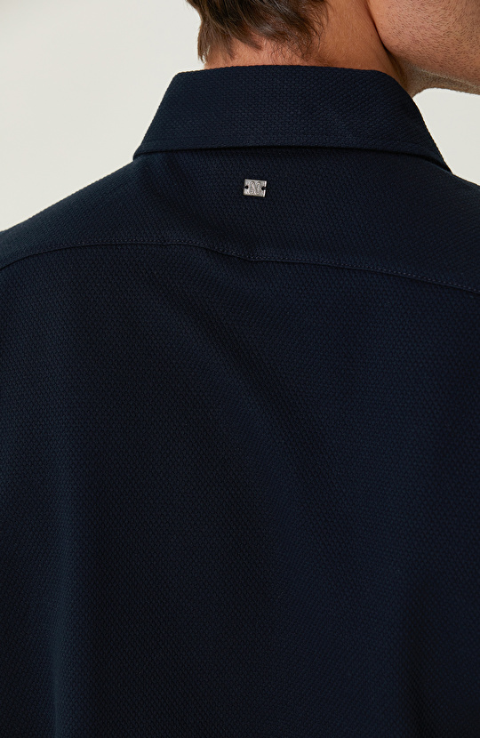 Pamuklu Lacivert Örme Gömlek