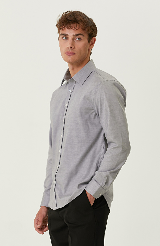 Non-Iron Pamuklu Siyah Armürlü Gömlek