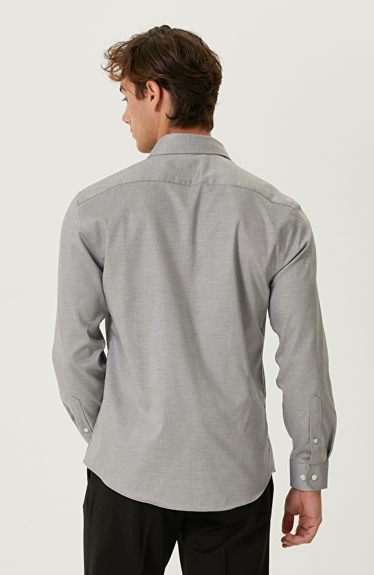 Non-Iron Pamuklu Siyah Armürlü Gömlek