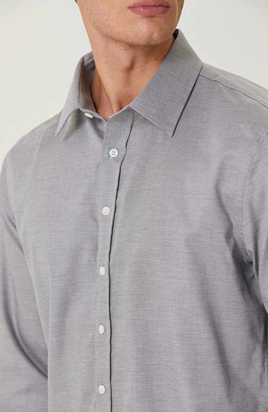 Non-Iron Pamuklu Siyah Armürlü Gömlek