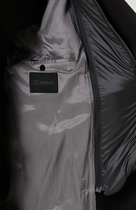 Mor Kruvaze Diyagonal Yün Kaban