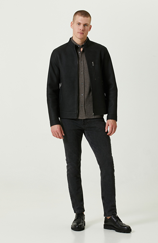 Örme Klasik Yaka Haki Gömlek