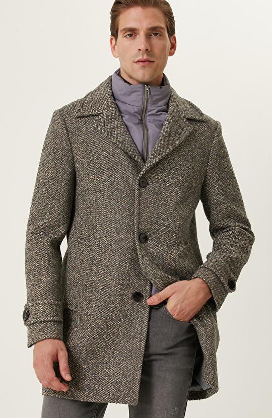 Açık Gri Tüvit Palto