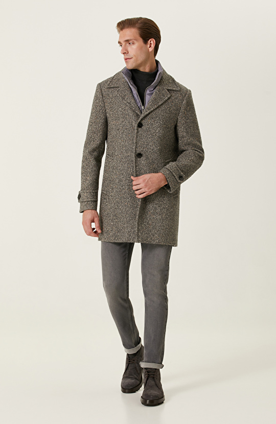 Açık Gri Tüvit Palto