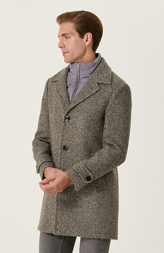 Açık Gri Tüvit Palto