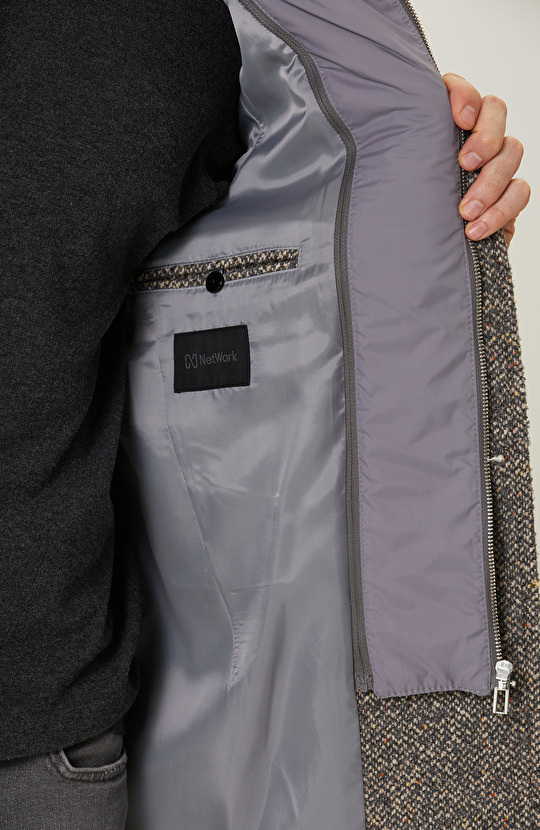 Açık Gri Tüvit Palto