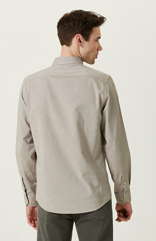 Pamuklu Bej Oxford Gömlek