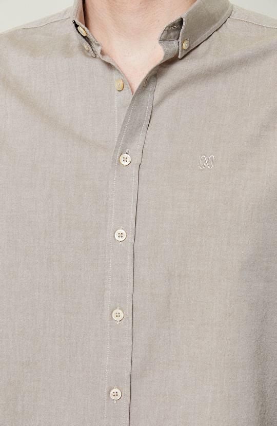 Pamuklu Bej Oxford Gömlek