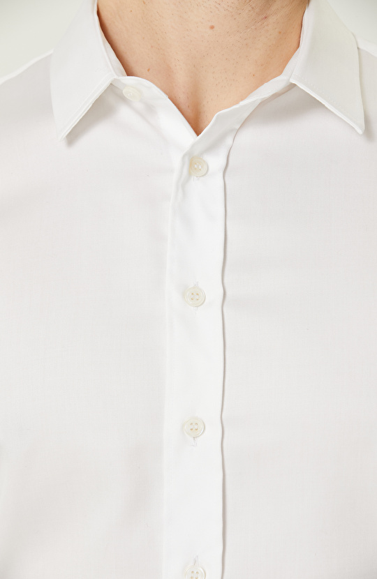 Beyaz Non-Iron Saten Gömlek