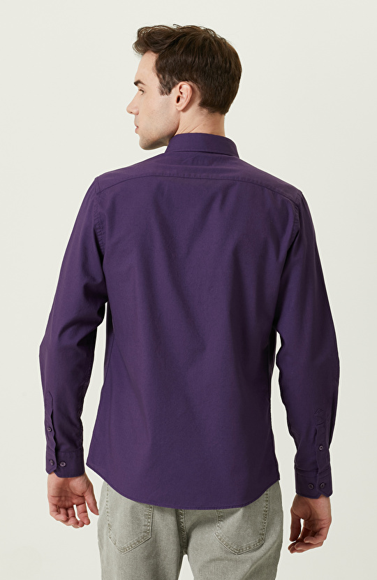 Pamuklu Mor Oxford Gömlek