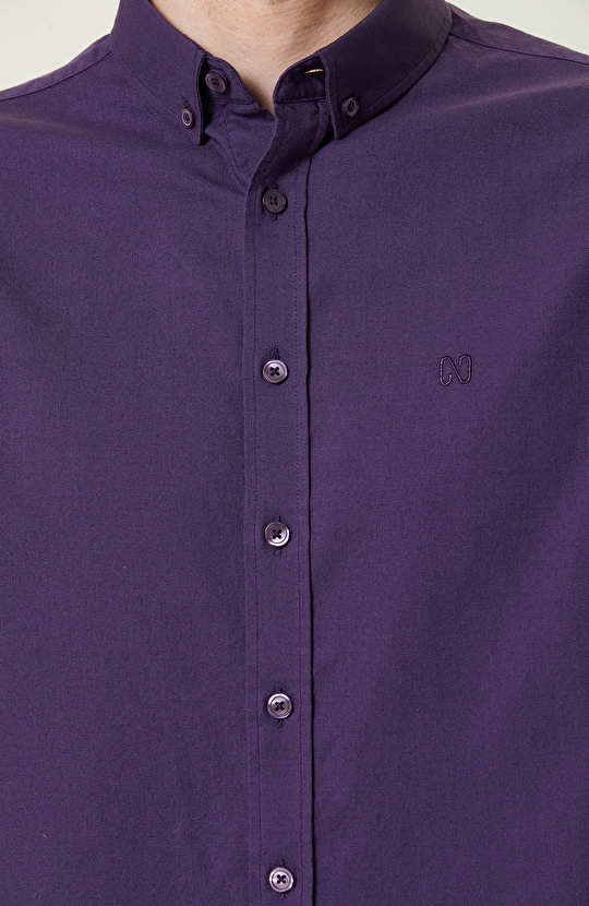 Pamuklu Mor Oxford Gömlek