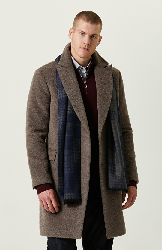 Kruvaze Yaka Balıksırtı Vizon Palto