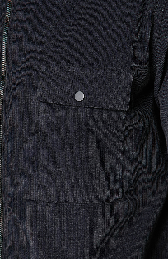 Klasik Yaka Pamuklu Antrasit Fitilli Gömlek