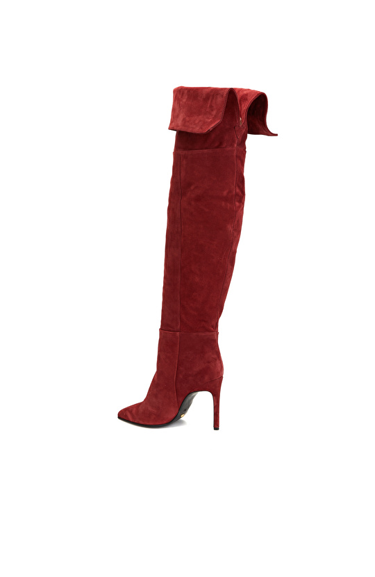 Kırmızı Kadın Süet Çizme