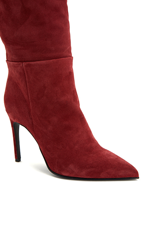 Kırmızı Kadın Süet Çizme