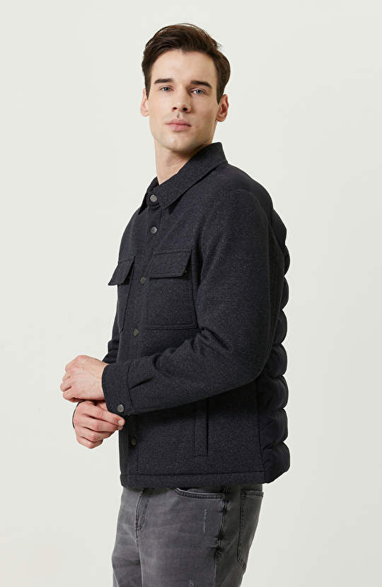 Lacivert Kapitone Mont