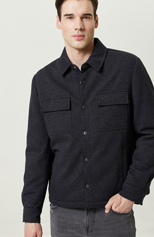 Lacivert Kapitone Mont