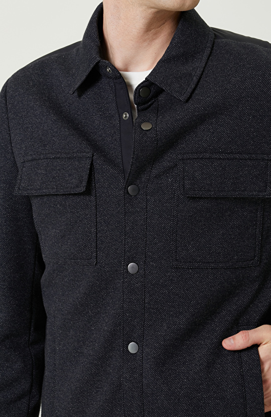 Lacivert Kapitone Mont