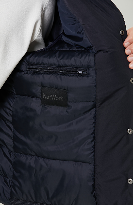 Lacivert Kapitone Mont