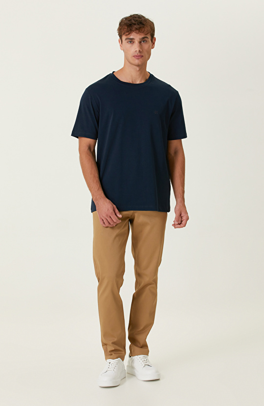 Lacivert Bisiklet Yaka Kısa Kollu Tshirt