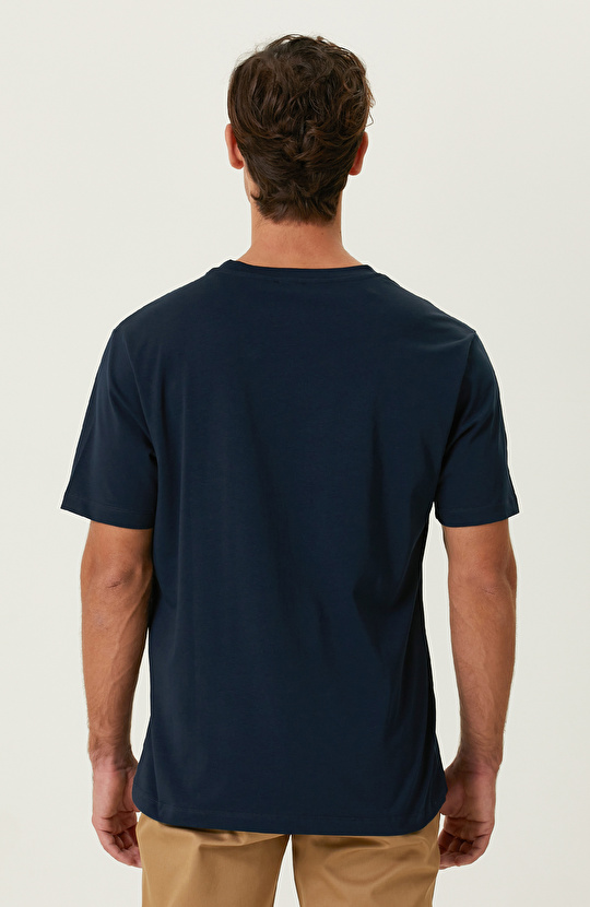 Lacivert Bisiklet Yaka Kısa Kollu Tshirt