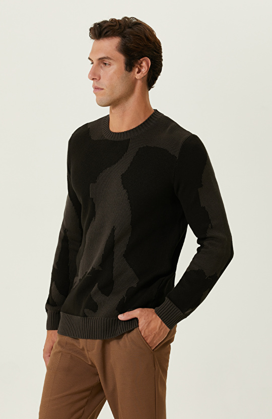 Siyah Kamuflaj Desenli Kazak