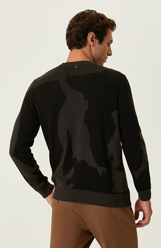 Siyah Kamuflaj Desenli Kazak