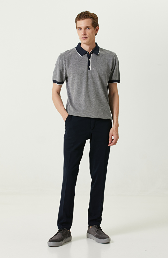 Lacivert Polo Yaka Kazak