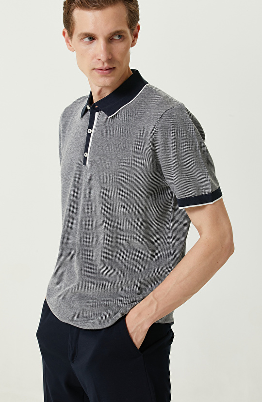 Lacivert Polo Yaka Kazak