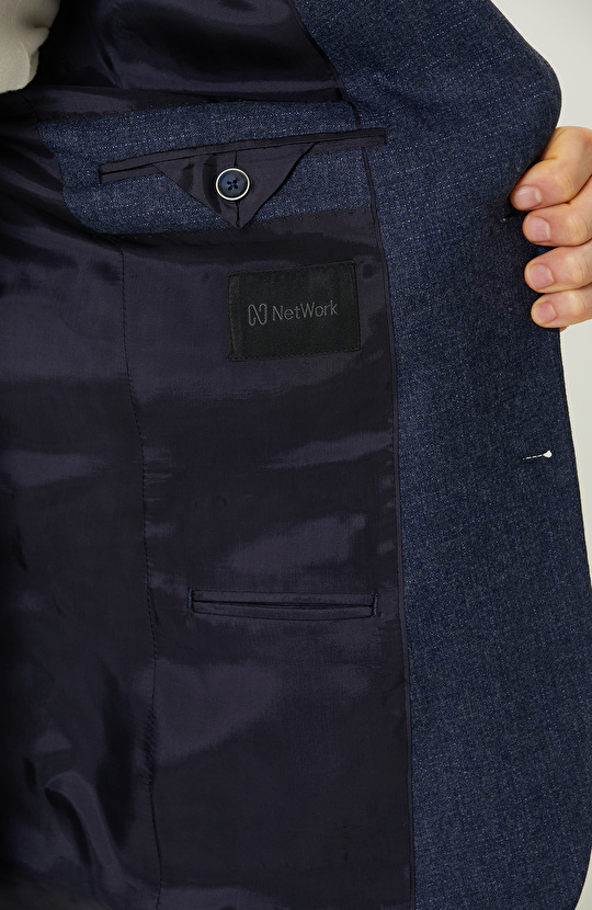 İndigo Kareli Yün Takım Elbise