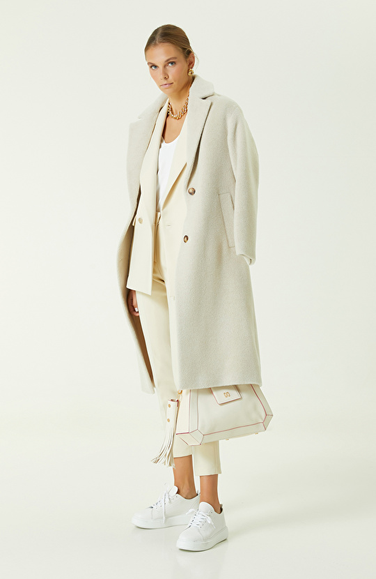 Taş Rengi Metal Düğmeli Blazer Ceket