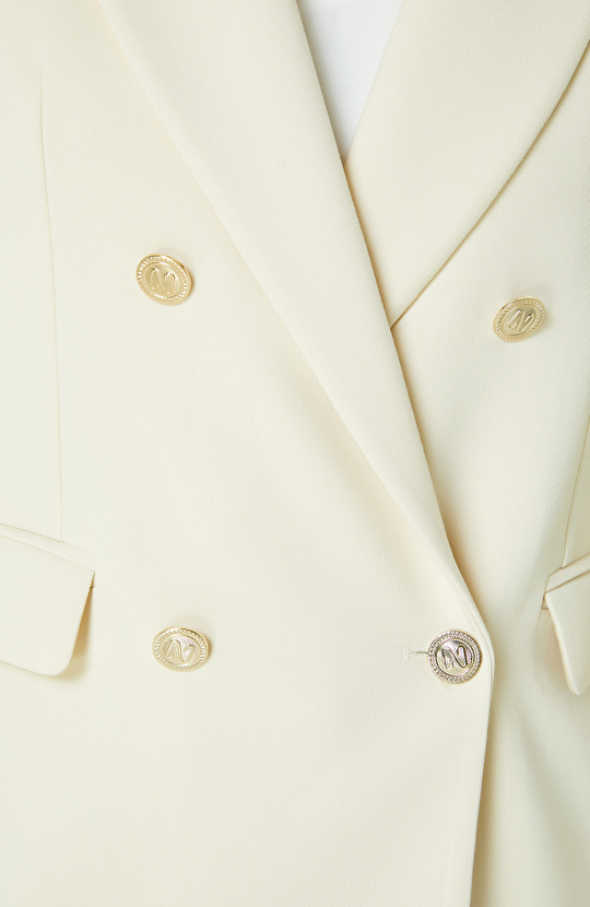 Taş Rengi Metal Düğmeli Blazer Ceket