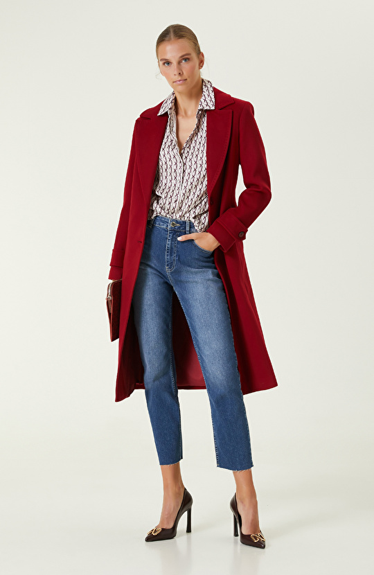 Koyu Mavi Yüksek Bel Denim Pantolon