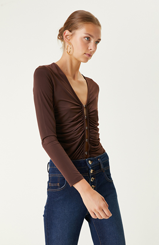 Acı Kahve Örme Bluz