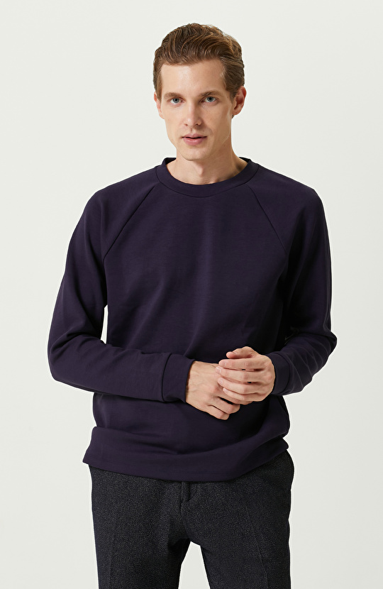Lacivert Bisiklet Yaka Sweatshirt