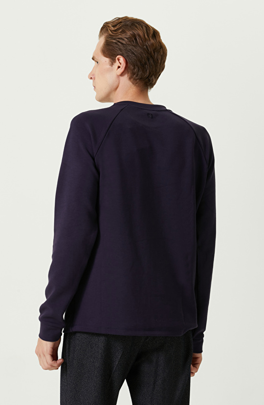 Lacivert Bisiklet Yaka Sweatshirt