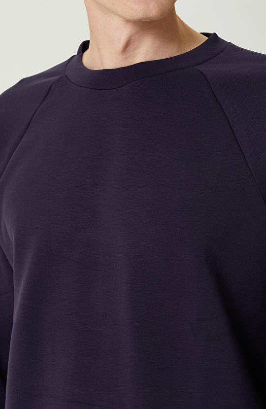 Lacivert Bisiklet Yaka Sweatshirt