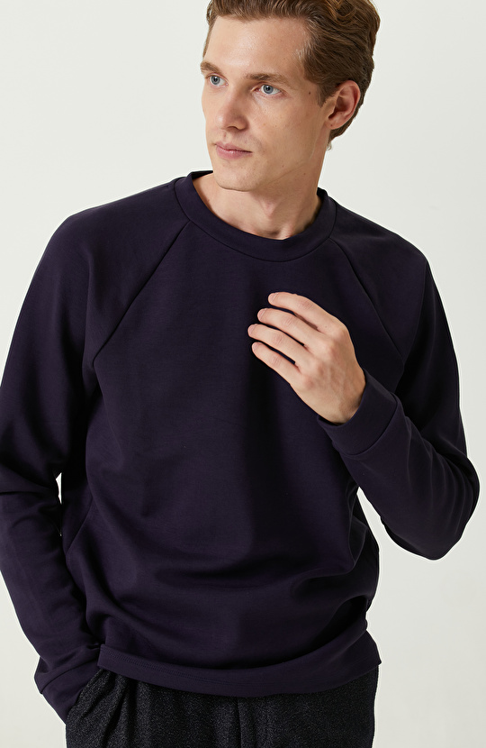 Lacivert Bisiklet Yaka Sweatshirt