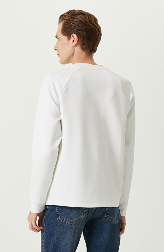 Ekru Bisiklet Yaka Sweatshirt