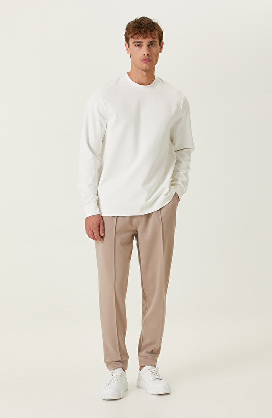 Taş Rengi Nervür Detaylı Eşofman Altı