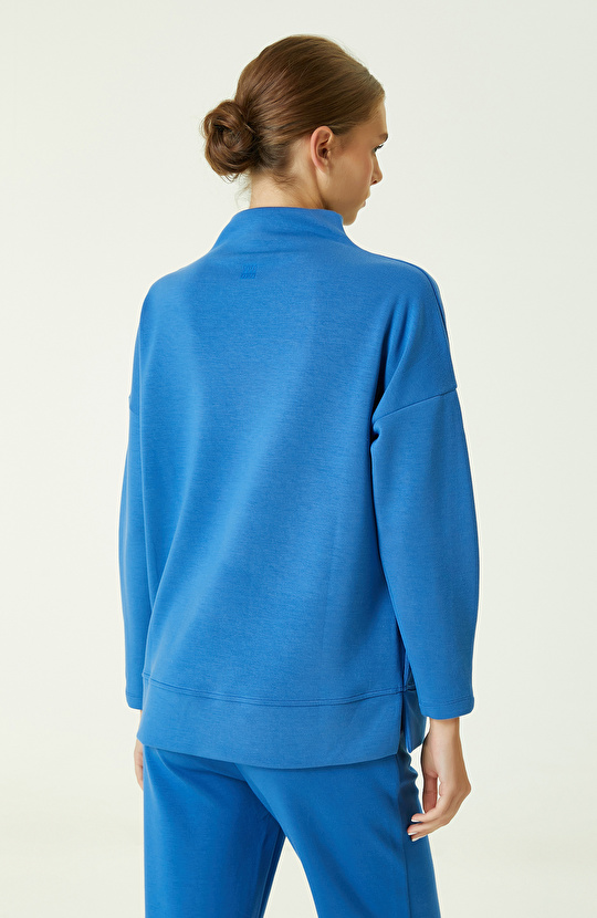 İndigo Dik Yaka Sweatshirt