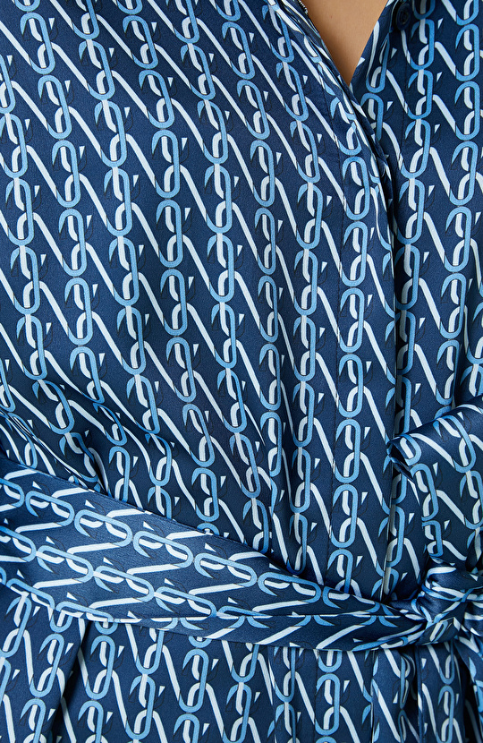 Lacivert Mavi Uzun Gömlek Elbise