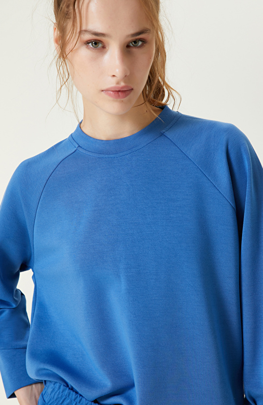 İndigo Bisiklet Yaka Sweatshirt