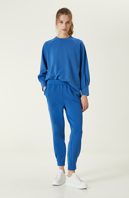 İndigo Bisiklet Yaka Sweatshirt