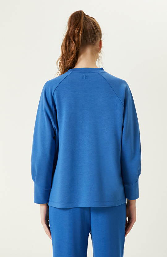İndigo Bisiklet Yaka Sweatshirt