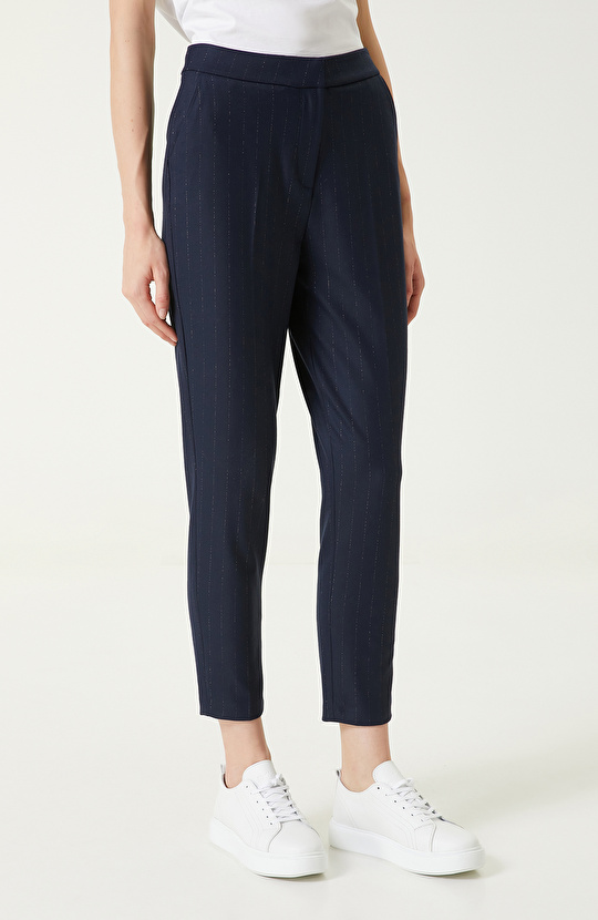 Lacivert Simli Çizgili Pantolon