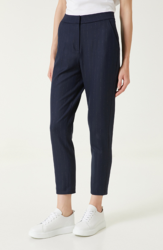 Lacivert Simli Çizgili Pantolon