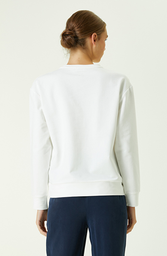 Ekru Payet İşlemeli Sweatshirt