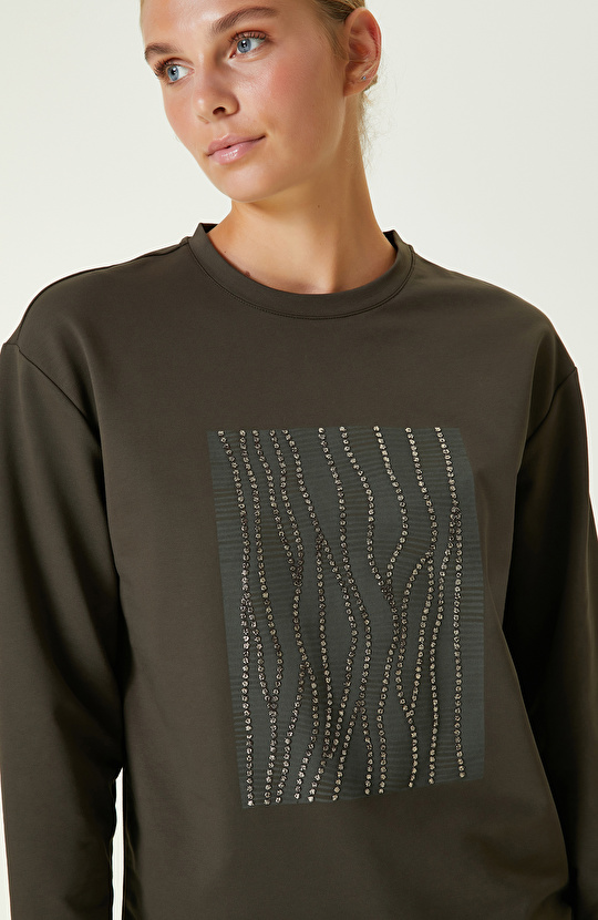 Haki Desenli Sweatshirt